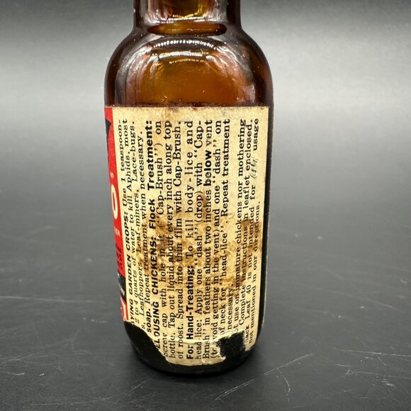 Vintage Advertising Mid Century Red Black Leaf EMPTY Glass Bottle Decor - Picture 7 of 8